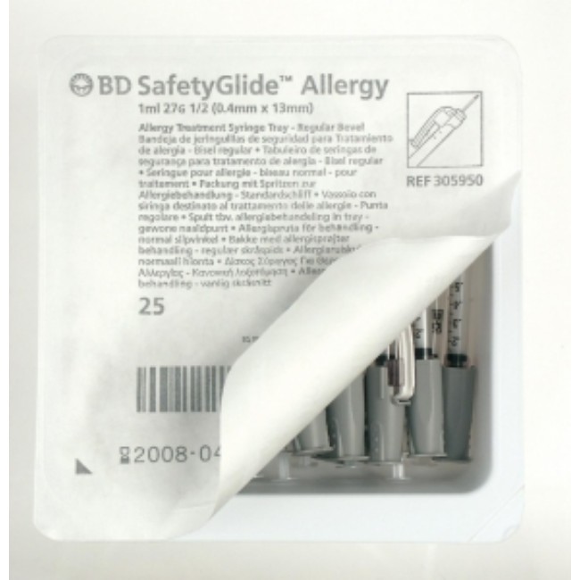 Allergy Trays  Bd Safetyglide Allergy Tray With Permanently Attached Needle   1 Ml Allergy Tray With 27G X 1 2  Regular Bevel