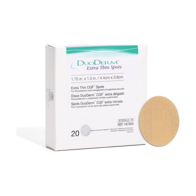 Dressings  Duoderm Extra Thin Dressing   Control Gel Formula   Sterile   Spot   1 75  X 1 50   4 4 Cm X 3 8 Cm   Beige   20 Box