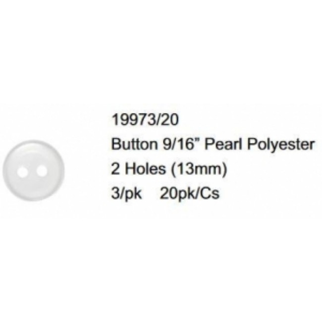 Button Pearl Poly 13 Mm 2 Hole