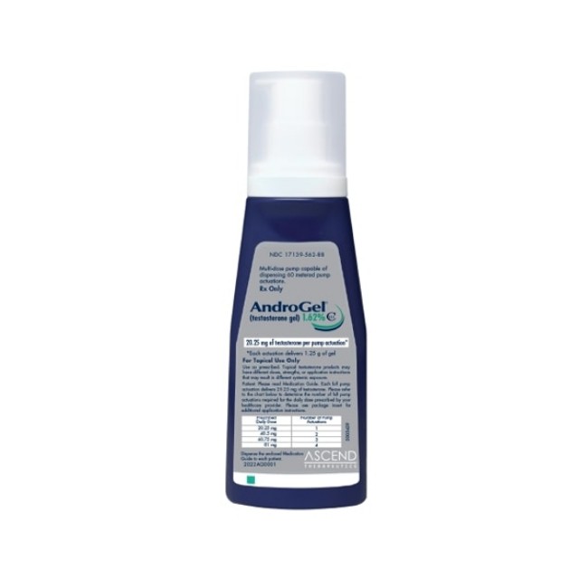 Androgel 1 62  Gel 88G Pump  20 25 Mg In 1 25 G Of Gel 