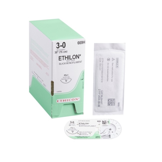 Suture  Black Ethilon 3 0 Fs 1 30  Suture