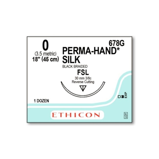 Sutures  Perma Hand Suture   Black   Size 0   18   Fsl Needle