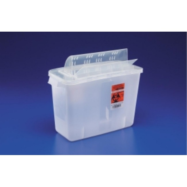 Sharps Containers  In Room Sharps Container With Always Open Lid   Transparent Red   3 Gal 