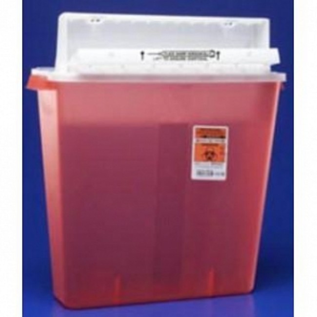 Sharps Containers  In Room Sharps Disposal Container With Sharpstar Lid   Transparent Red   4 Gal 