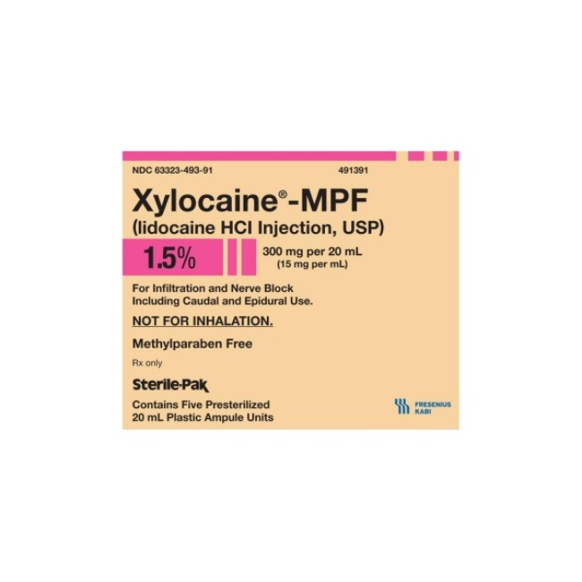 Injections  Xylocaine Mpf 1 5  Ampoule   5 X 20 Ml