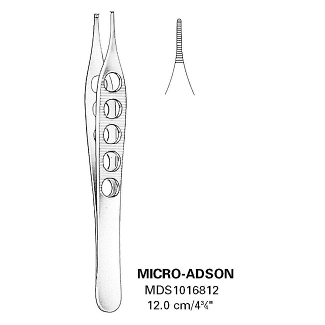 Forceps  Micro Adson Dressing Forceps   Lightweight   Serrated   4 75 