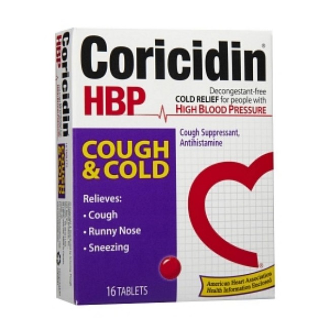 Coricidin Hbp Cough   Cold Tab 16 Bx