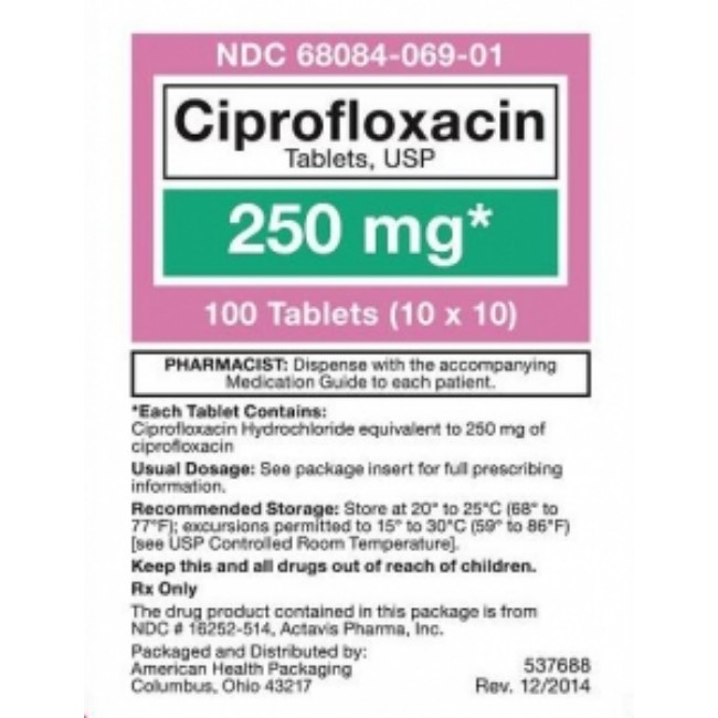 Ciprofloxacin 250Mg Ud Tab 100 Bx