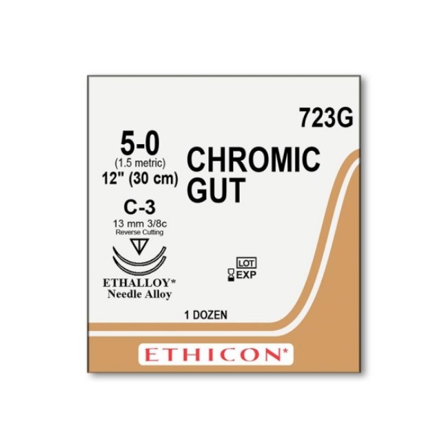 Suture   Chromic Gut  Brown Chromic Gut 5 0 C 3 12  Suture