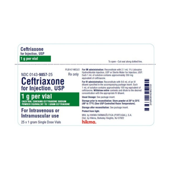 Ceftriaxone 1G 25 Sdv