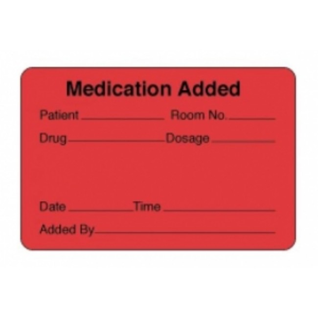 Label   Medication Added   3X2   Red   500 Roll