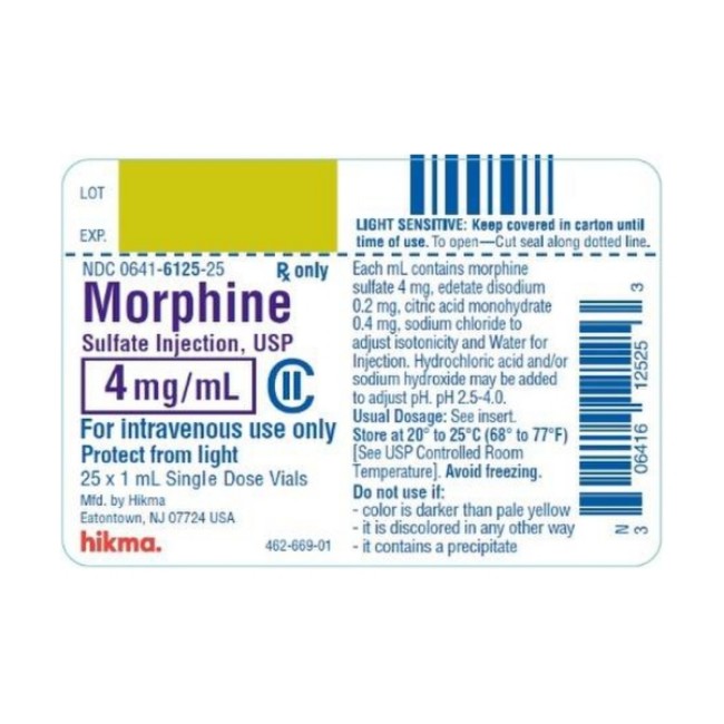 Morphine Sul 4Mg Ml Sdv 25X1ml