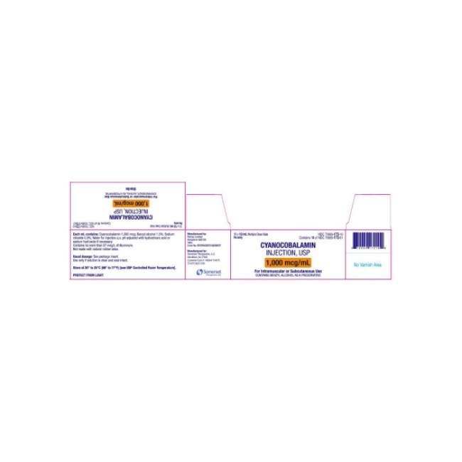 Injections  Vibisone Cyanocobalamin Injection  Vit B 12   1  000Mcg Ml   10Ml Amber Vial   10Ml X 10