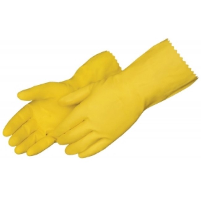 Glove   Yellow Latex   Flock Lined   12   Lrg