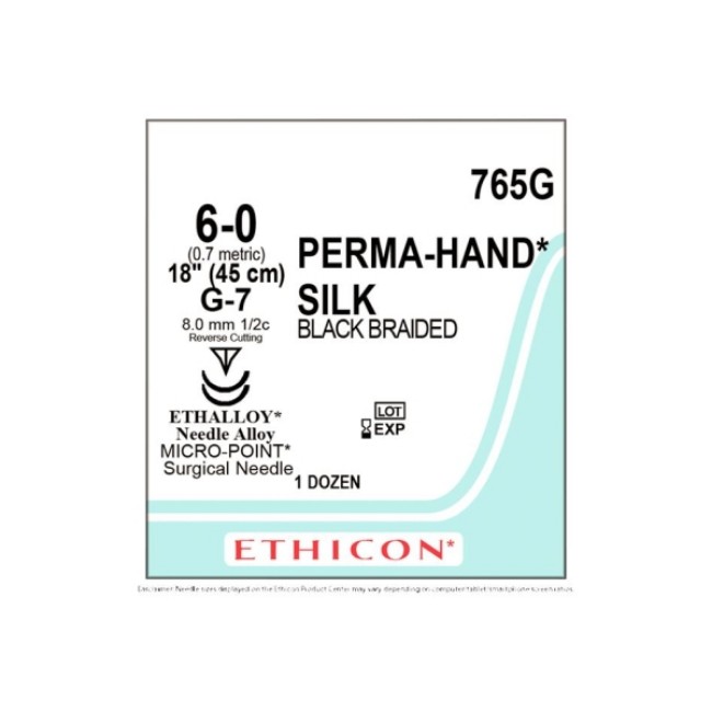 Sutures  Perma Hand Suture   Black   Size 6 0   18   G 7 Needle