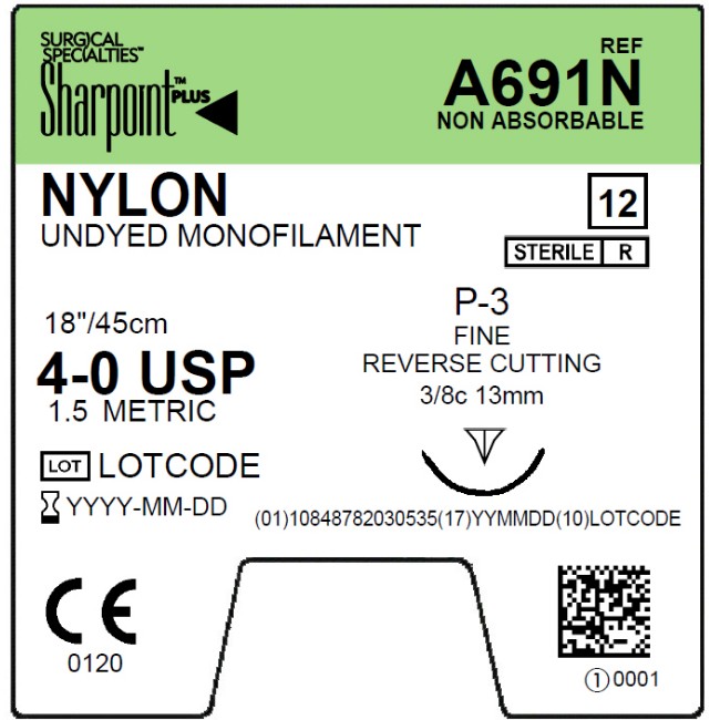 Suture   Nylon 4 0 Undyed 1X18 P 3