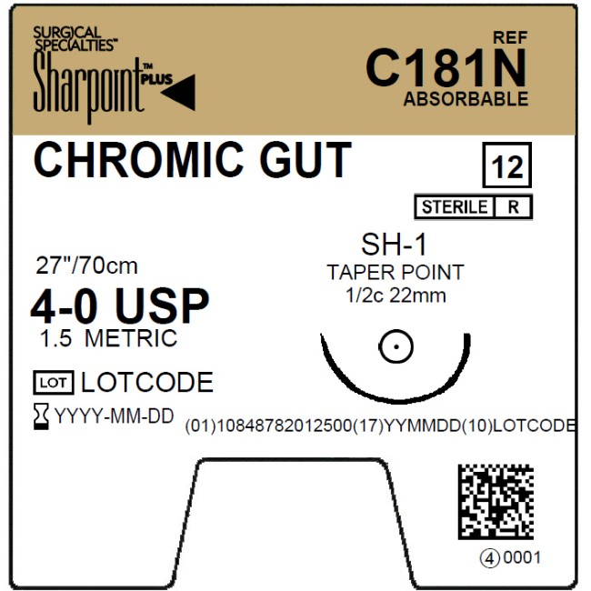 Suture   Chromic Gut 4 0  1X27 Sh 1