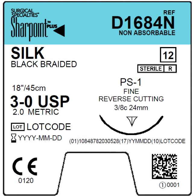 Suture   Silk 3 0 Black 1X18 Ps 1