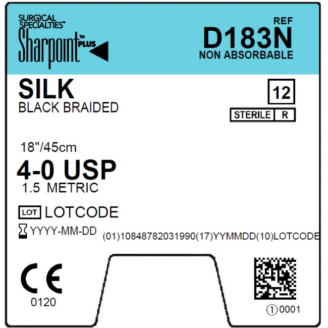 Suture   Silk 4 0 Black 12X