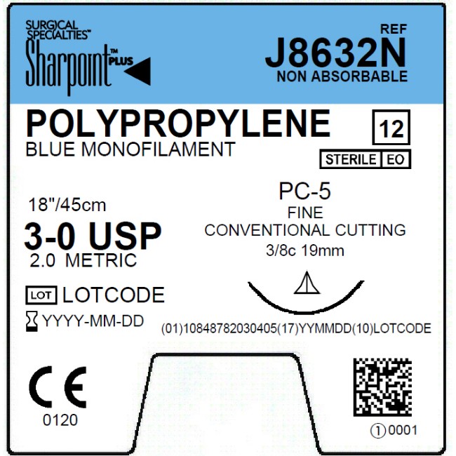 Suture   Polypropylene 3 0 Blue 1X18 Pc 5