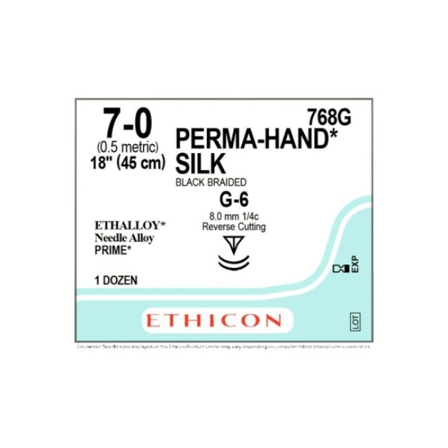 Sutures  Perma Hand Suture   Black   Size 7 0   18   G 6 Needle