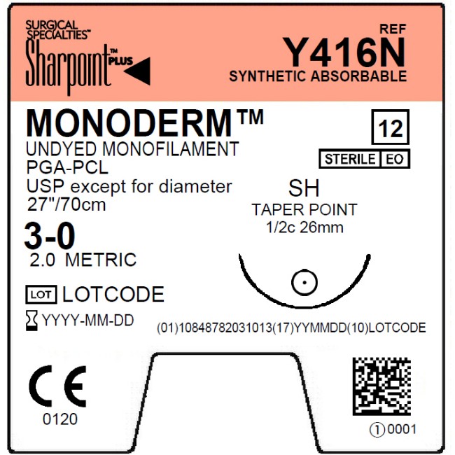 Suture   Monoderm 3 0 Undyed 1X27 Sh