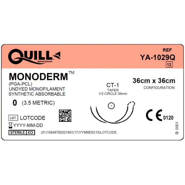 Suture   Quill Monoderm   0   36Cm X 36Cm   Clear   1 2 Circle   Taper Point   36Mm    Bi Directional