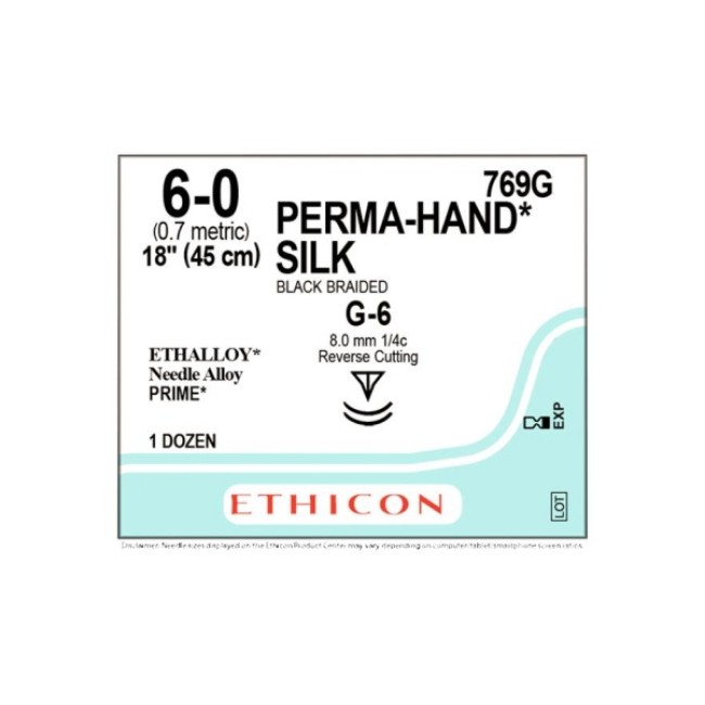 Sutures  Perma Hand Suture   Black   Size 6 0   18   G 6 Needle   1 4 Circle