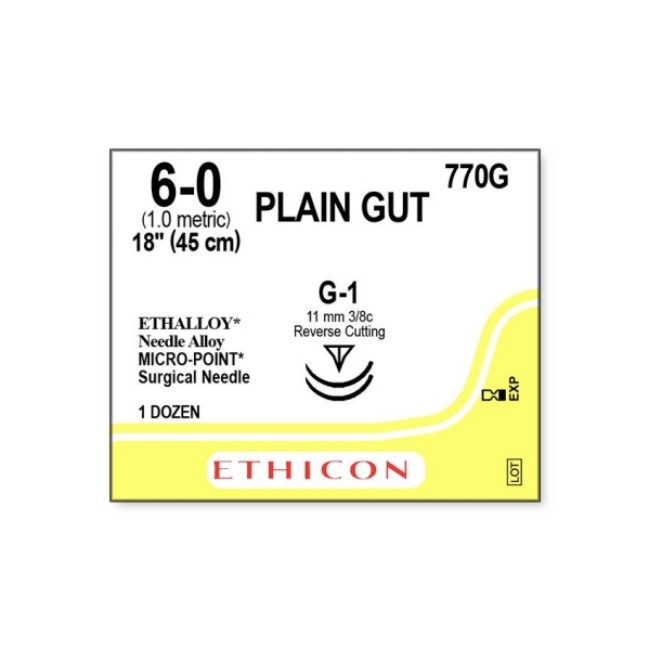 Sutures  Surgical Gut Suture   Plain   G 1   Size 6 0   18 