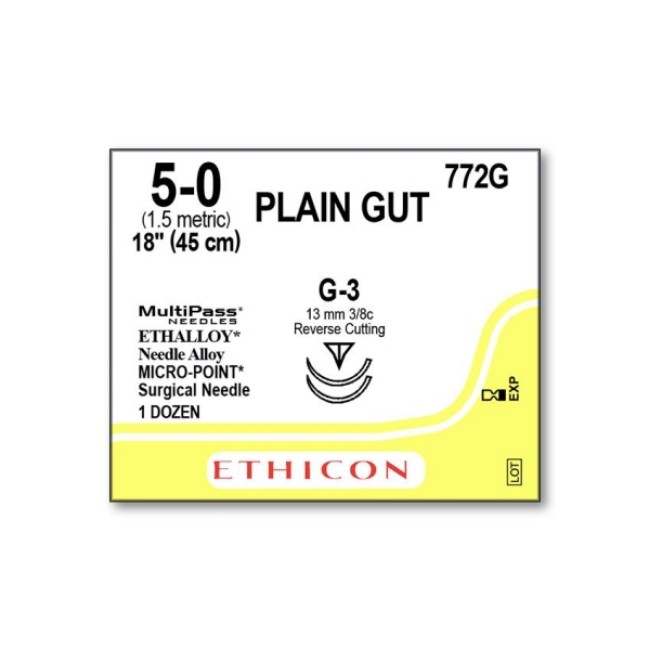 Sutures  Surgical Gut Suture   Plain   Size 5 0   18   With G 3 Needle