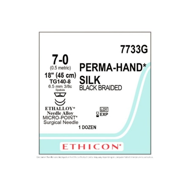 Sutures  Perma Hand Suture   Black   Size 7 0   18   Tg140 8 Needle