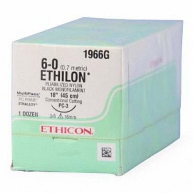 Suture   Ethilon Mono Black 6 0  18 Pc3