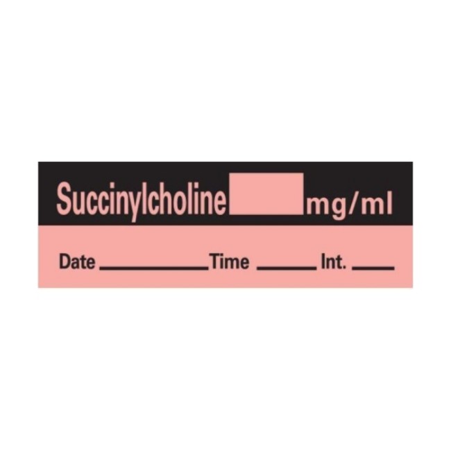 Medication Labels  Succinylcholine Anesthesia Label Tape   Fluorescent Red   1 1 2  X 1 2   500  Roll