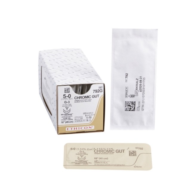 Sutures  Chromic Gut Suture   G 3   Size 5 0   18 