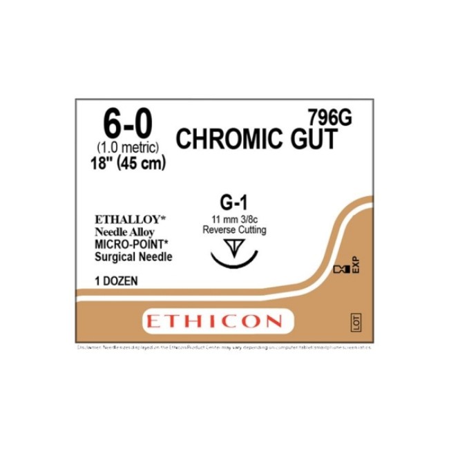 Sutures  Chromic Gut Suture   G 1   Size 6 0   18 