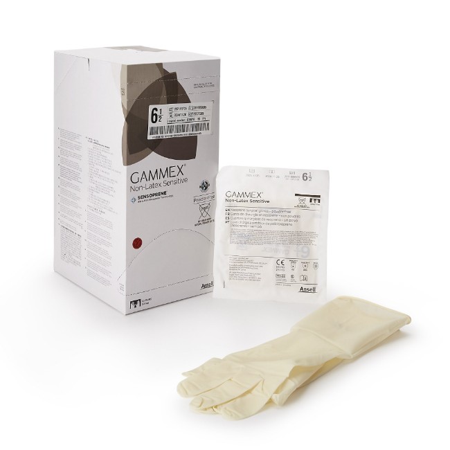 Gloves  Gammex Sensitive Powder Free Neoprene Surgical Gloves   Cream   Size 6 5