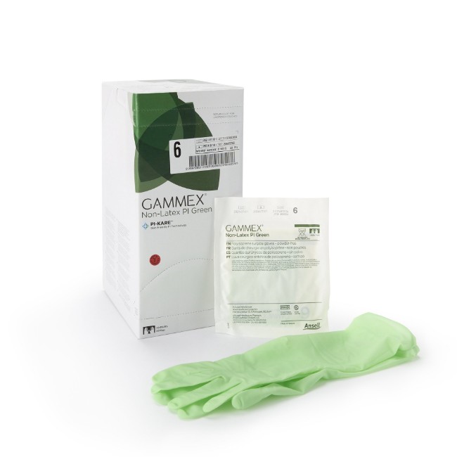 Gloves  Gammex Pi Green Polyisoprene Powder Free Surgical Gloves   Green   Size 6 0