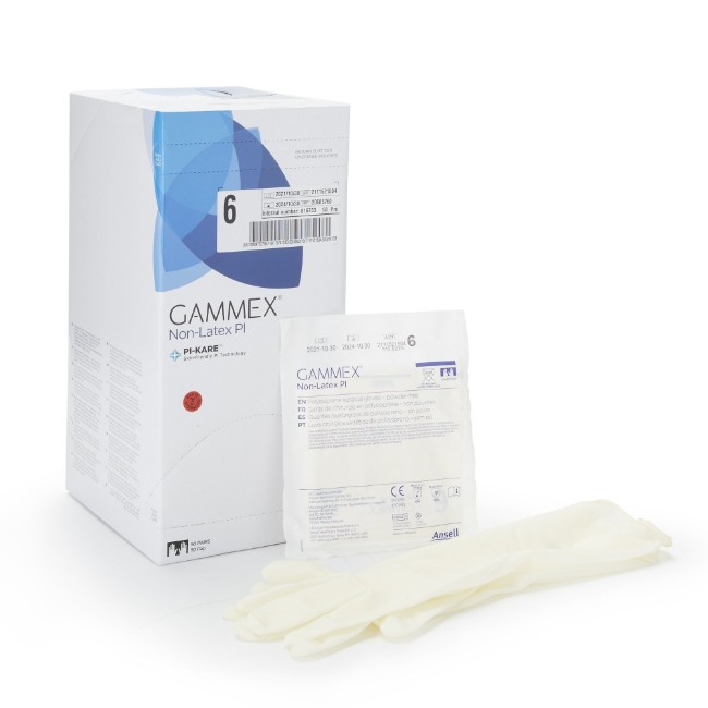 Gloves  Gammex Polyisoprene Powder Free Surgical Gloves   White   Size 6 0
