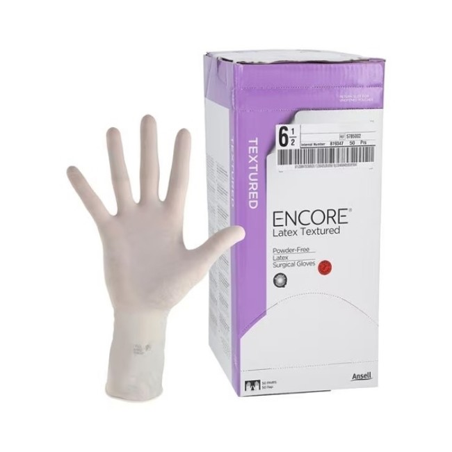 Gloves  Encore Powder Free Textured Latex Surgical Gloves   Size 6 5