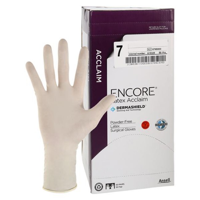 Gloves  Encore Latex Acclaim Sterile Powder Free Surgical Gloves   Size 7 0
