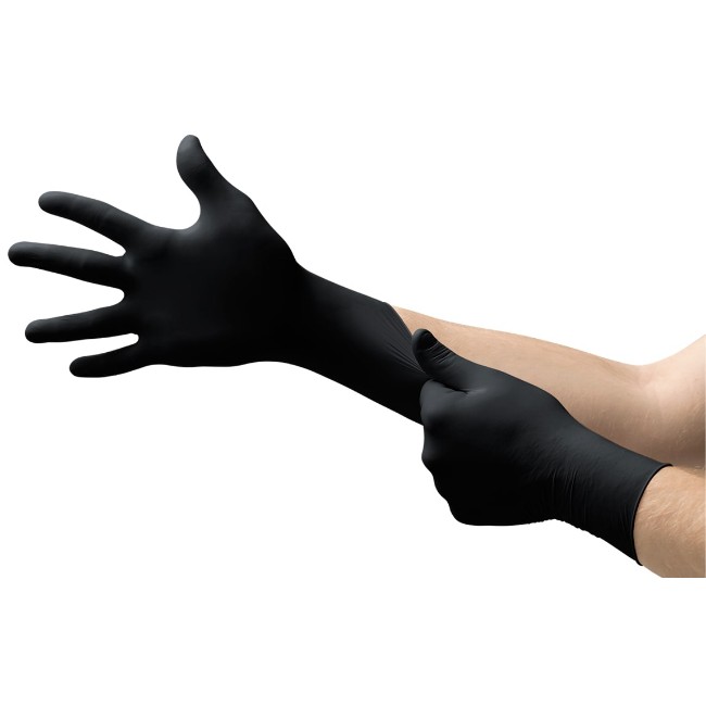 Gloves  Powder Free Nitrile Exam Gloves   Black   Size S