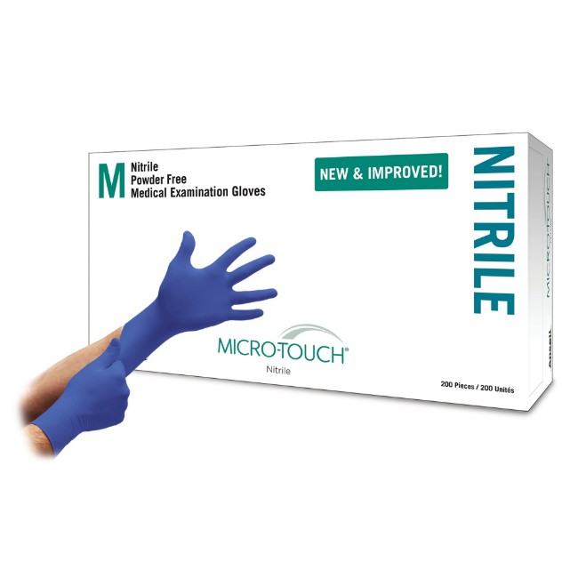 Gloves  Micro Touch Nitrile   Powder Free Exam Gloves   Size Medium