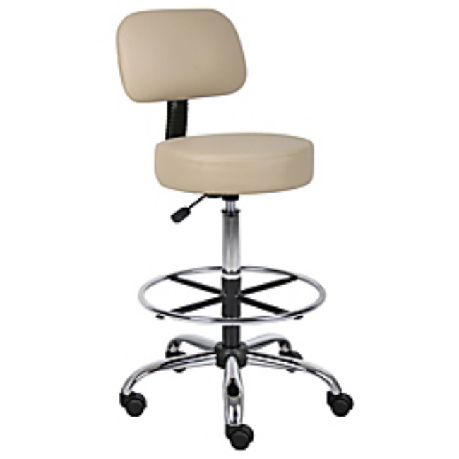Boss Medical Stool With Back And Foot Ring   47Inh X 25Inw X 25Ind   Beige Chrome