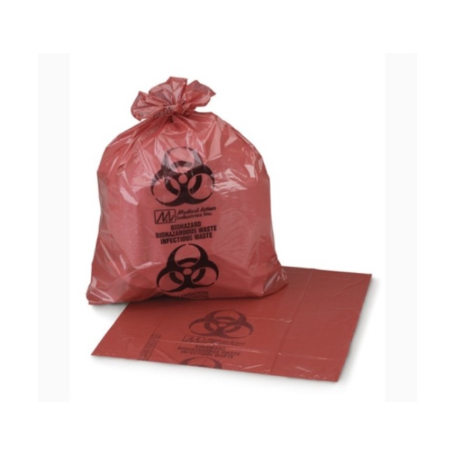 Bags  Biohazard Bag  Red  8 Micron  4 gal  to 6 gal  17  x 18 