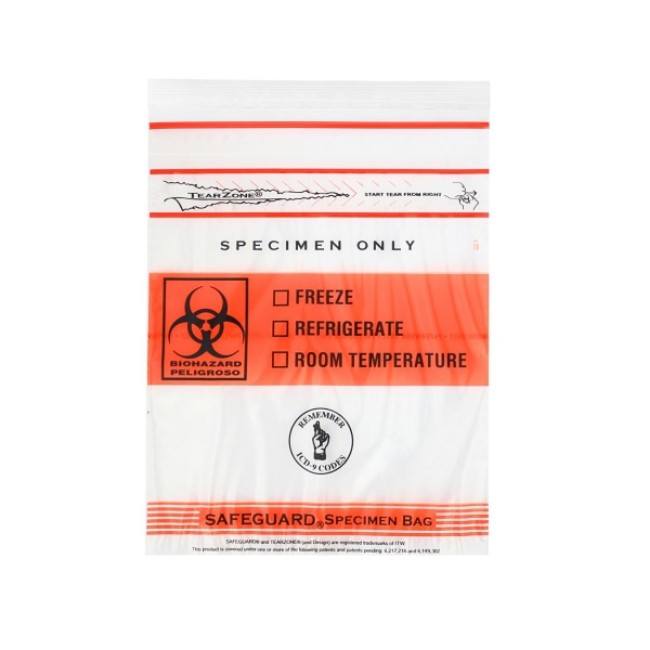 Bags  Specimen Bag   Biohazard   6  X 9 