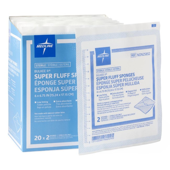 Sponge   Gauze Cotton Bulkee Super Fluff Sterile 6Ply 6 X 6 75