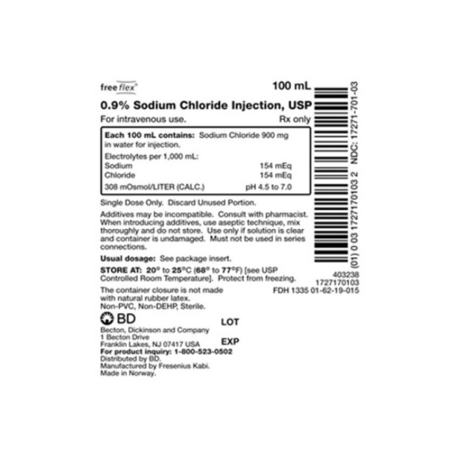 Sodium Chloride  0 9  Sodium Chloride Injection   Usp   100 Ml