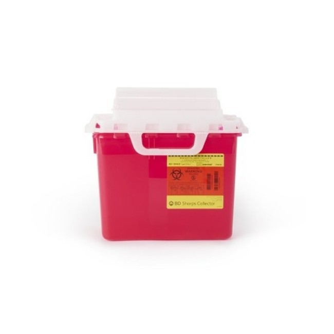 Sharps Collectors  Patient Room Sharps Collector With Counterbalanced Door   Red   2 Gal 