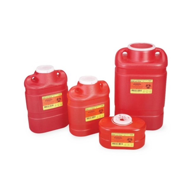 Collector   Sharps  Red Multiuse 1 Piece Sharps Collector With Hinge Cap   3 3 Quart   5  X 9 1  X 5 3  