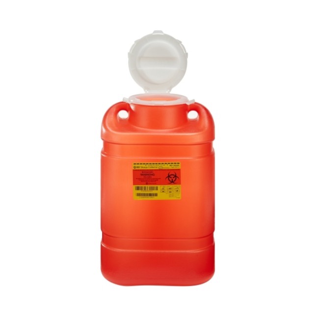 Collector   Sharps  Red Multiuse 1 Piece Sharps Collector With Large Opening And Hinge Top   5 Gallon   18  X 10 5  X 7 5  